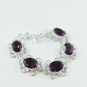 African Amethyst Gemstone .925 Sterling Silver Bra